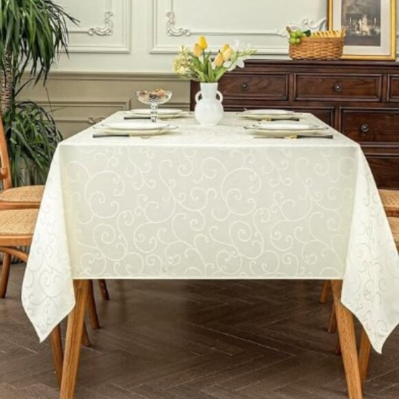 Disney Wedding Princess Swirl Premium Jacquard Rectangle Tablecloth - Picture 4 of 11